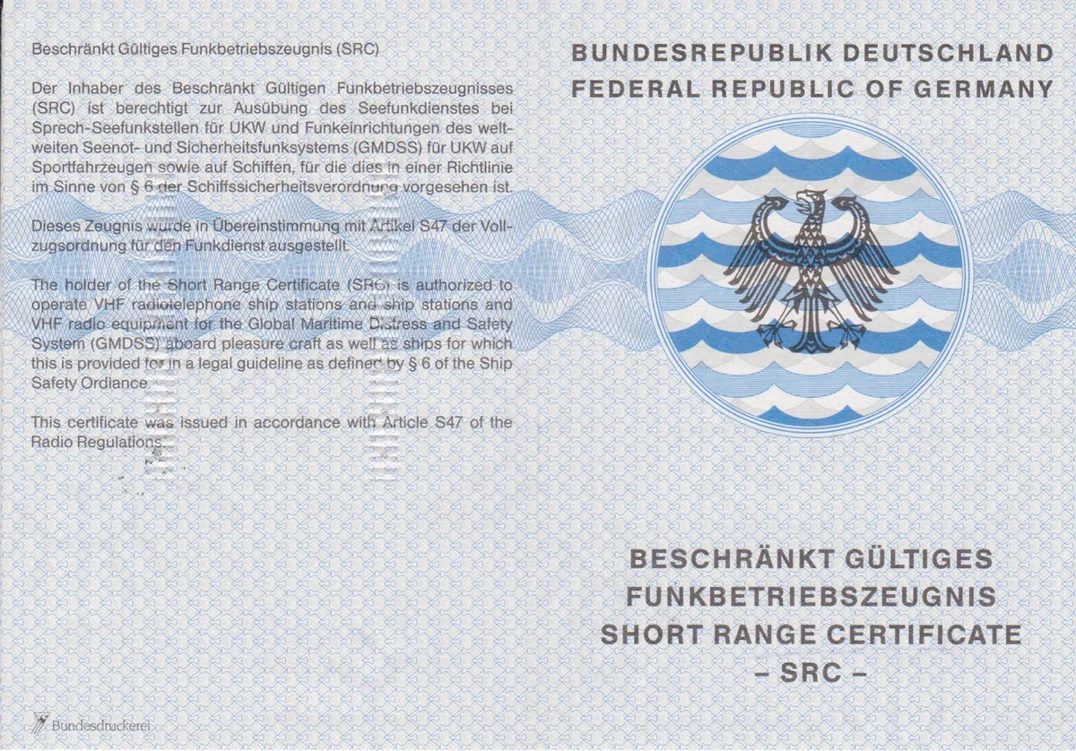 SRC Beschränkt gültiges Funkbetriebszeugnis